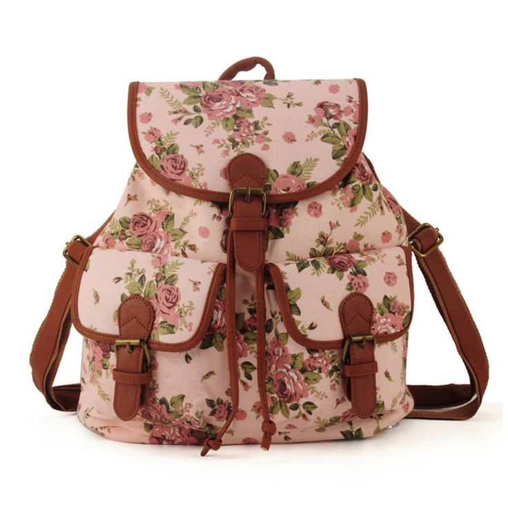 Cute School Fashion Pink Floral Girl Backpack on Luulla
