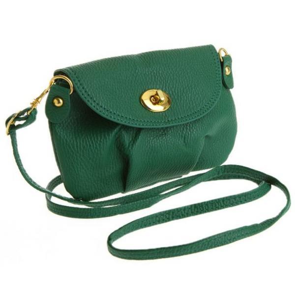 Cross Body Messenger Green Leather Woman Handbag on Luulla